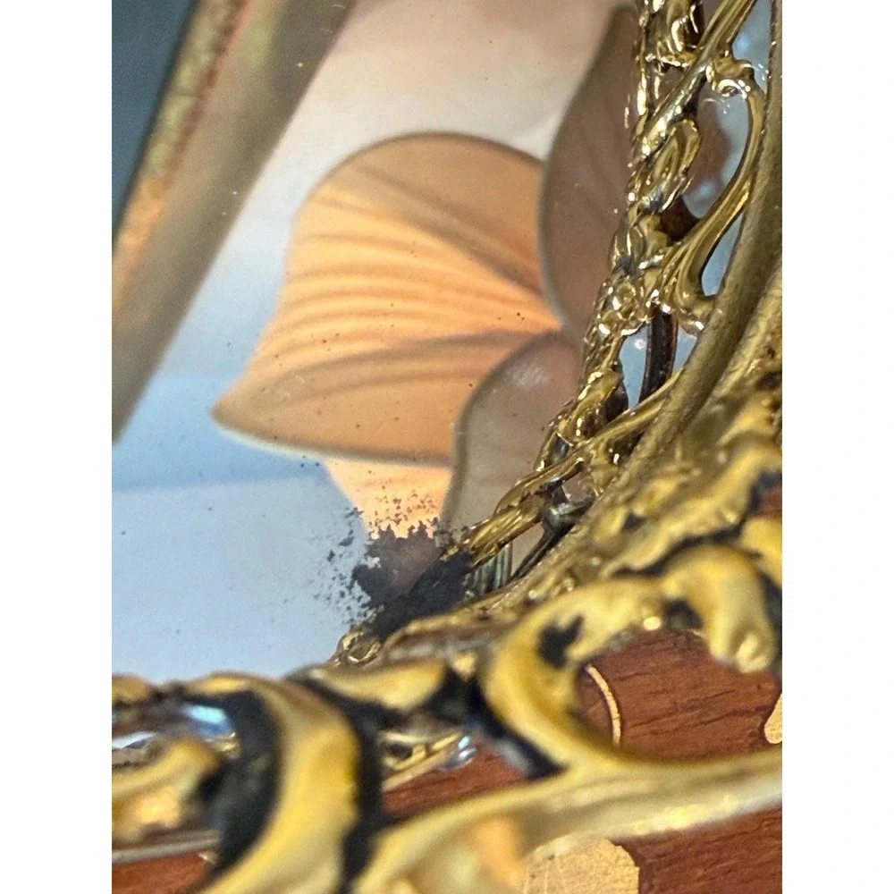 Vintage‎ Gold Ormolu Lipstick Holder - Mirrored Vanity Tray